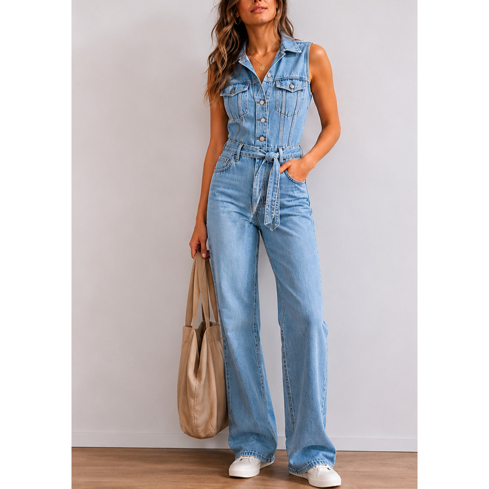 Levi's Premium Denim Jumpsuit Womens M Sleeveless Light Wash Utility NWT